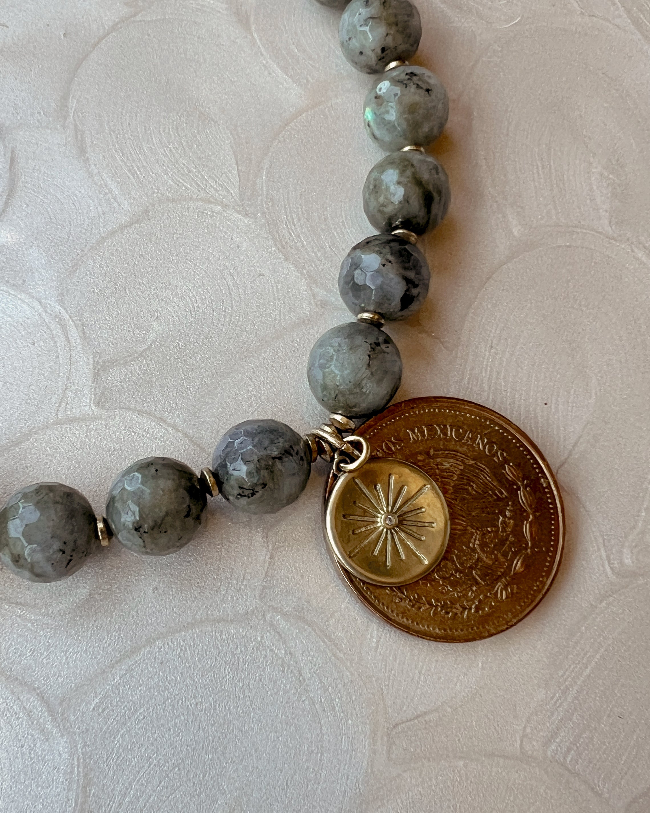 Labradorite Large Coin Boho Strand