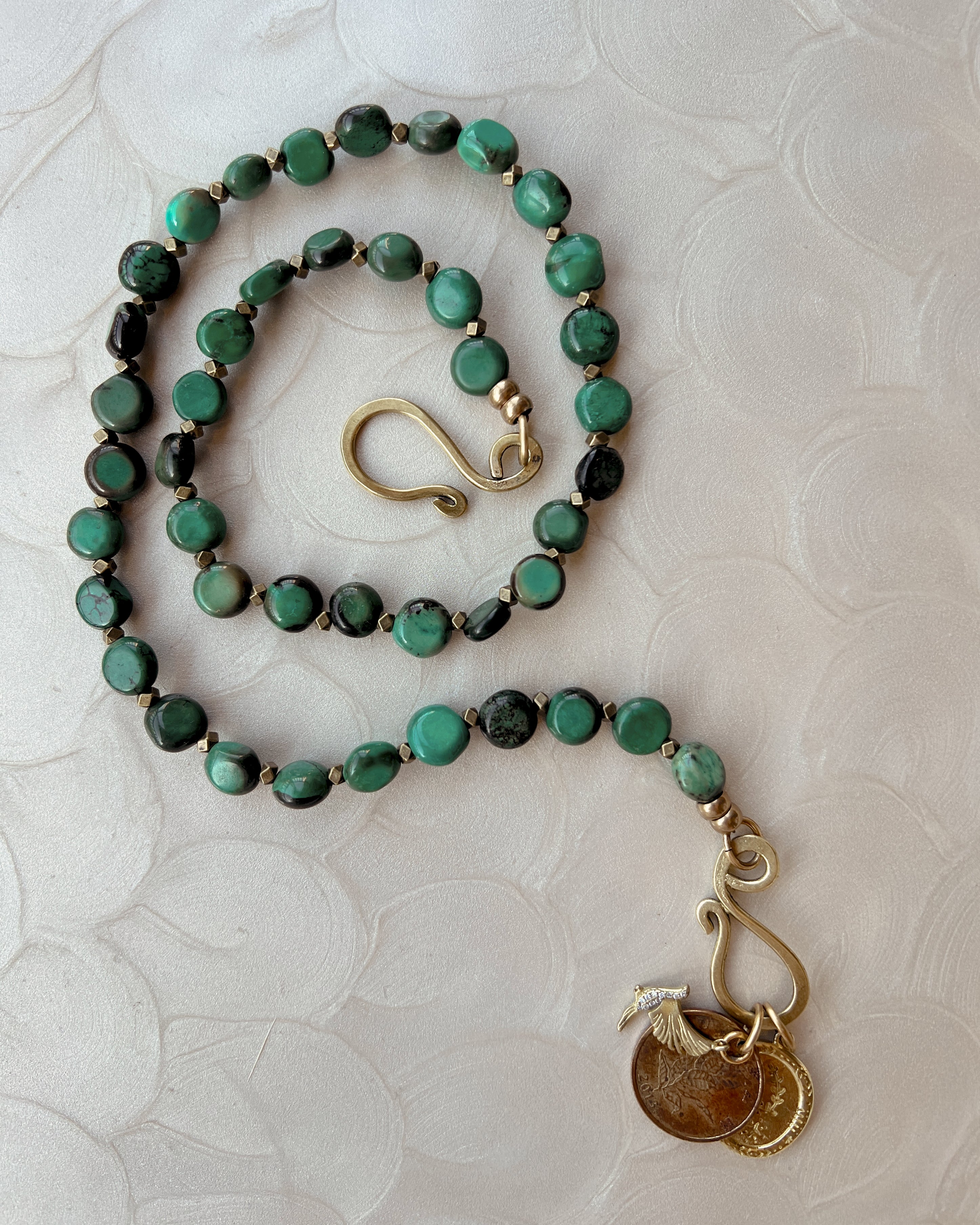 Turquoise Boho Coin Strand