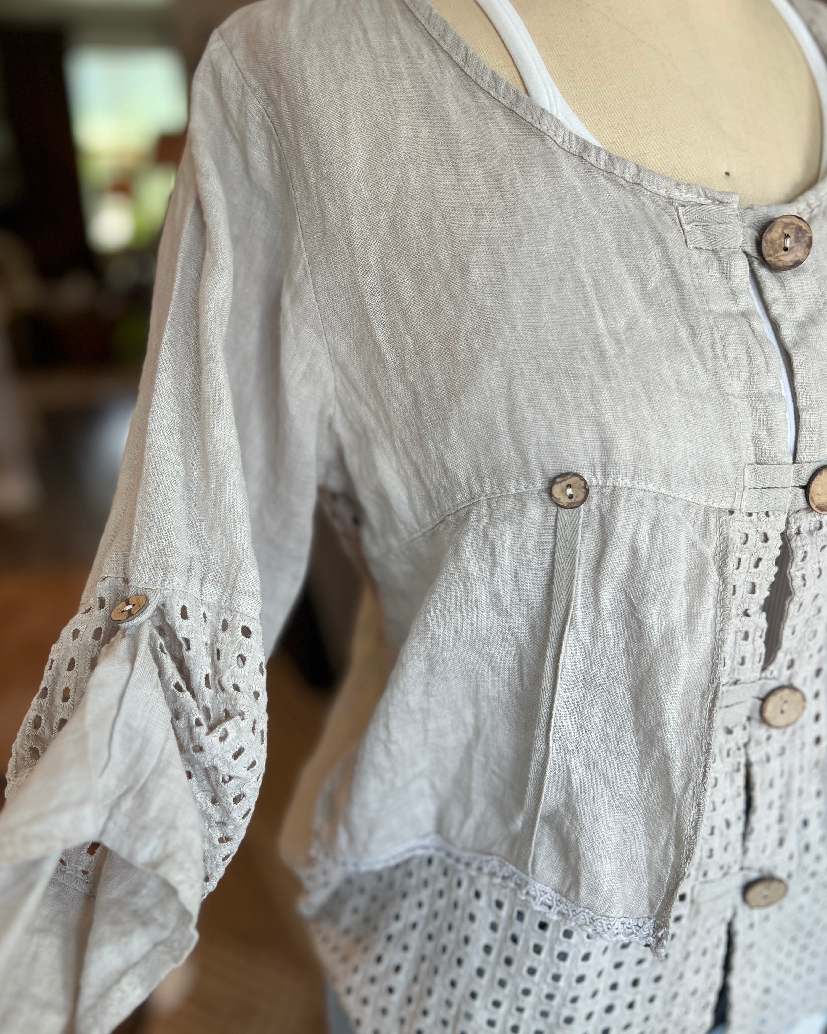 Openwork Button Jacket