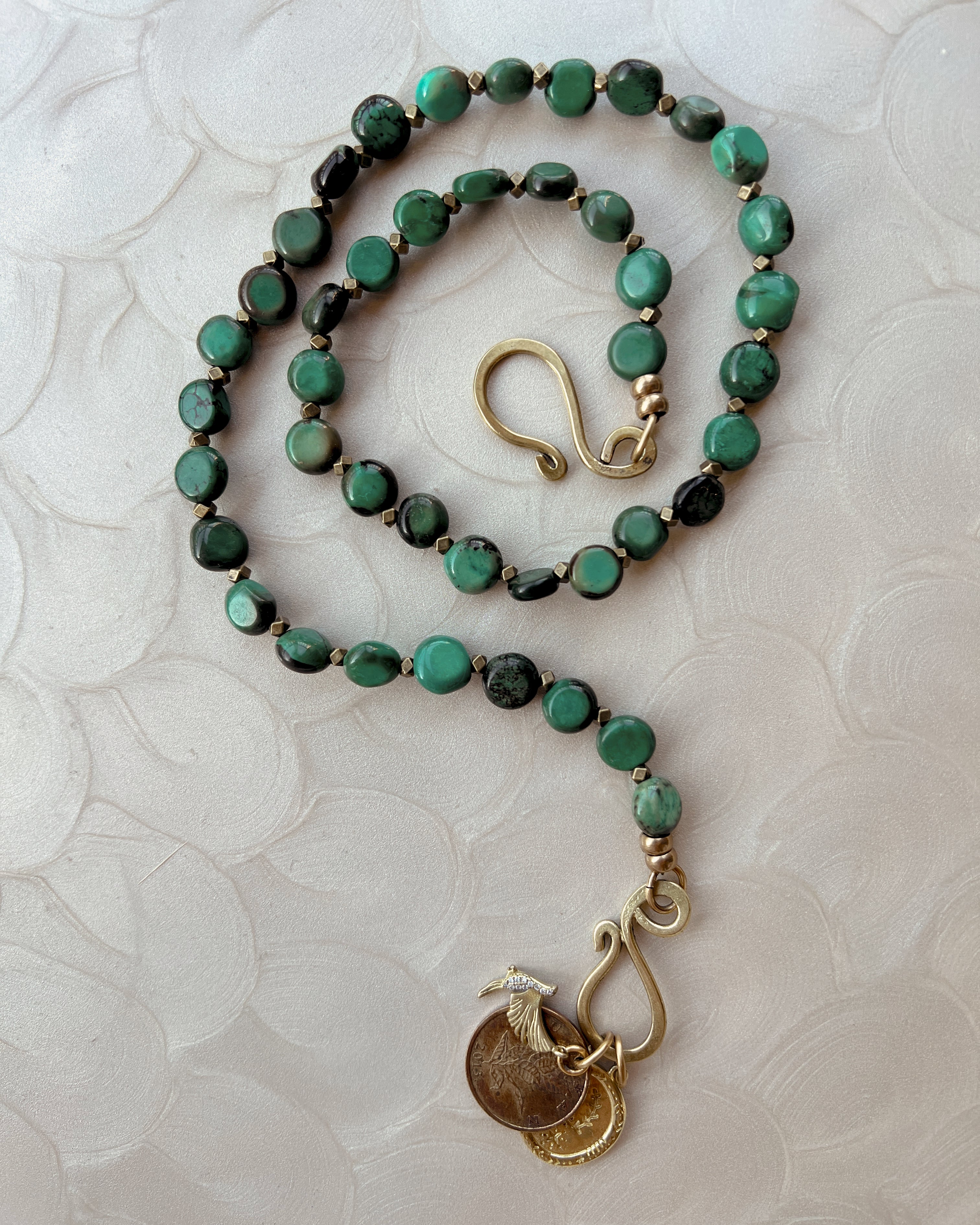 Turquoise Boho Coin Strand