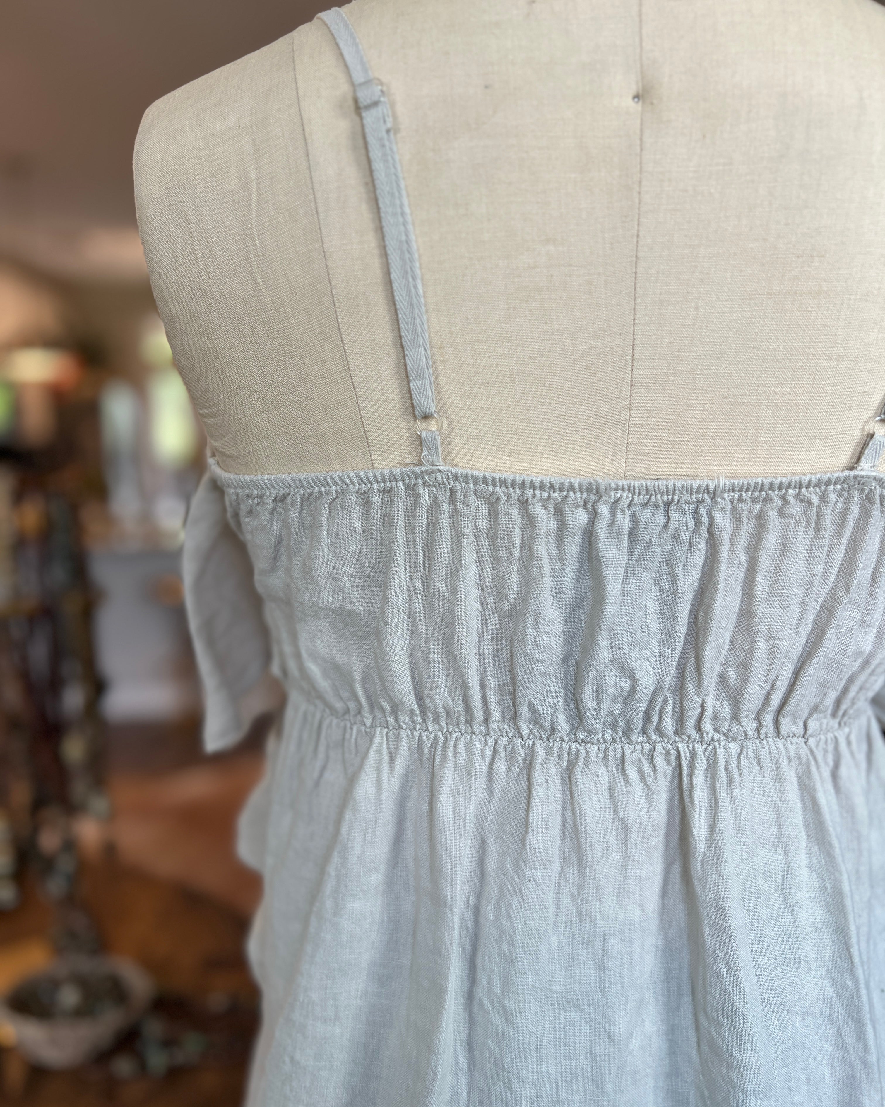 Long Linen Ruffle Duster Tank