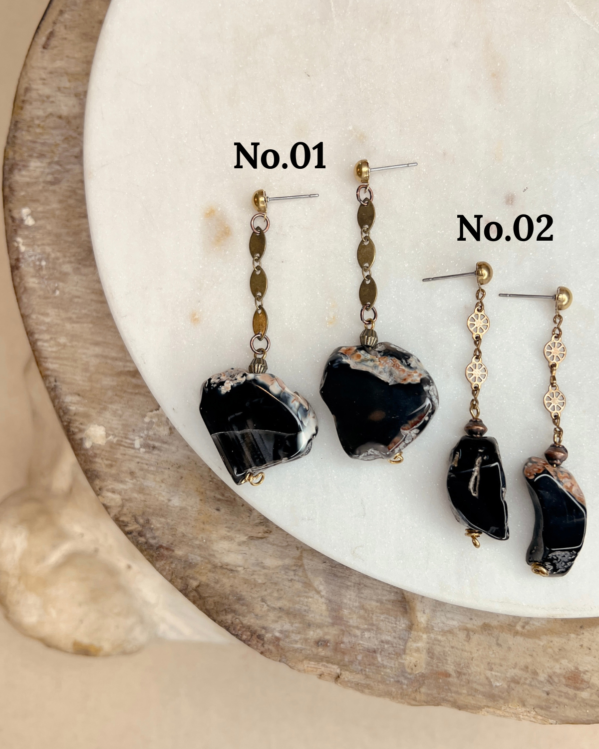 Black Agate Dangles