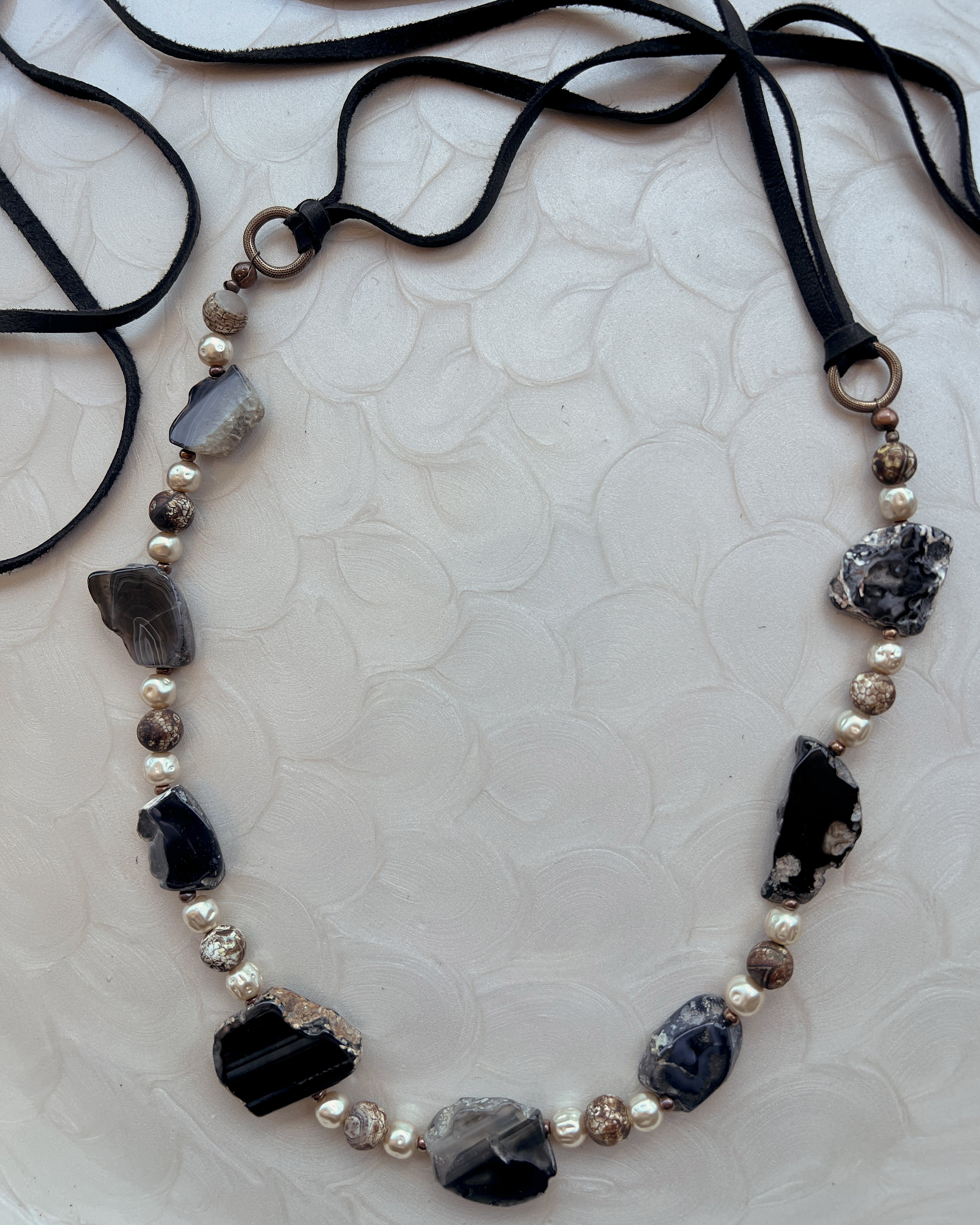 Black Agate & Pearl Strand