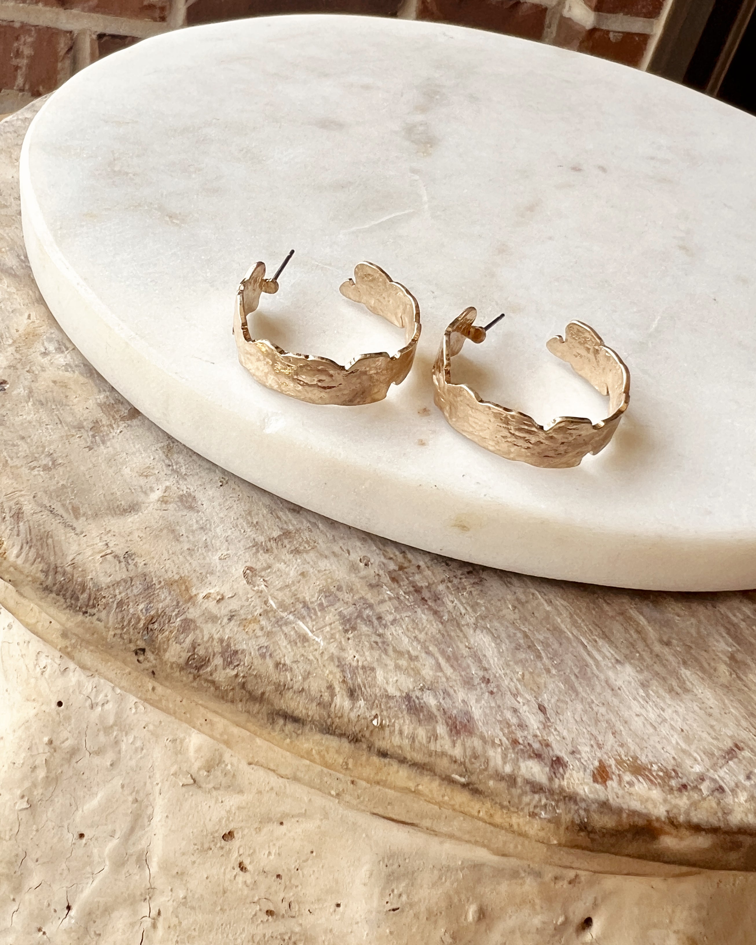 Sculpted Brass Hoops