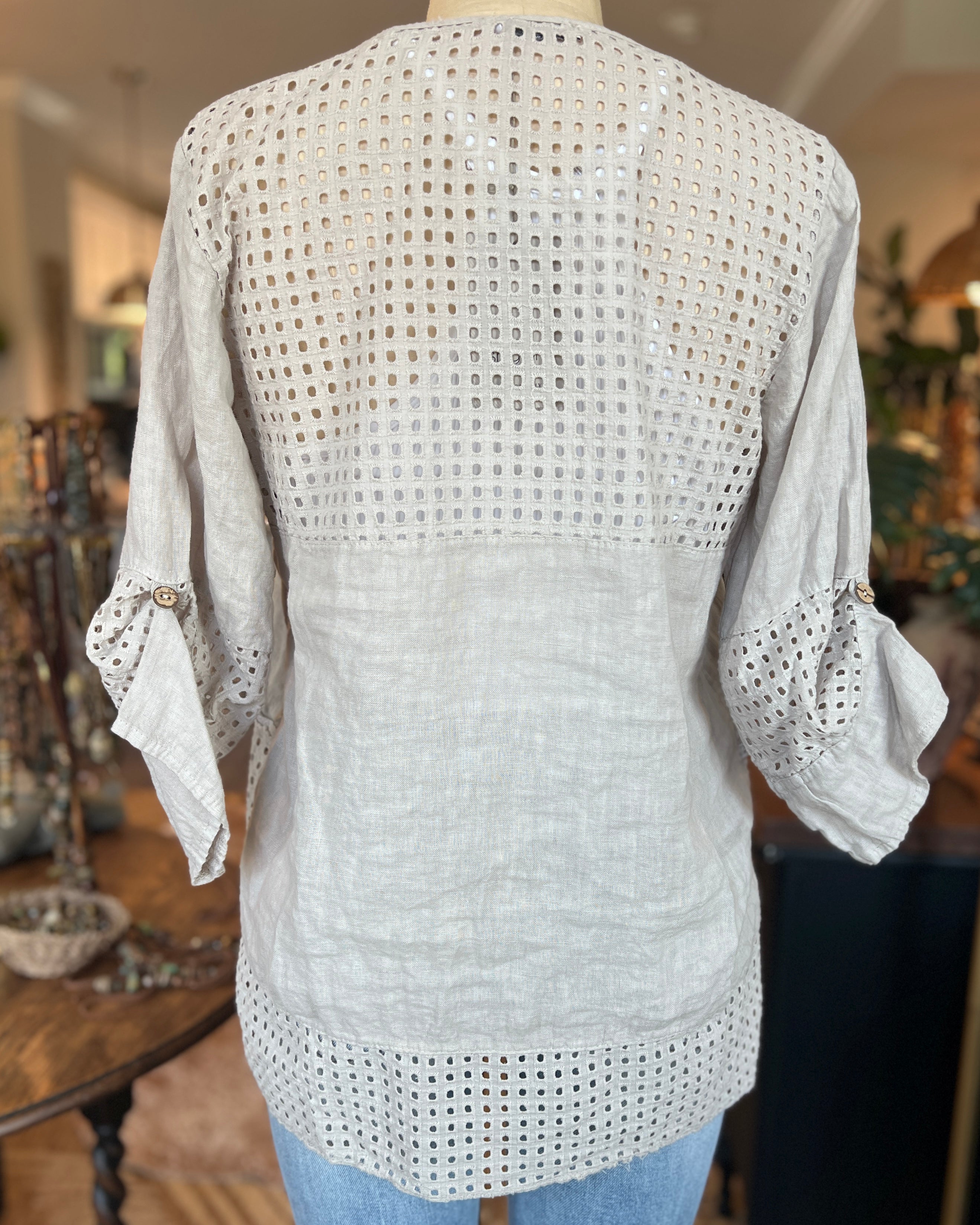 Openwork Button Jacket