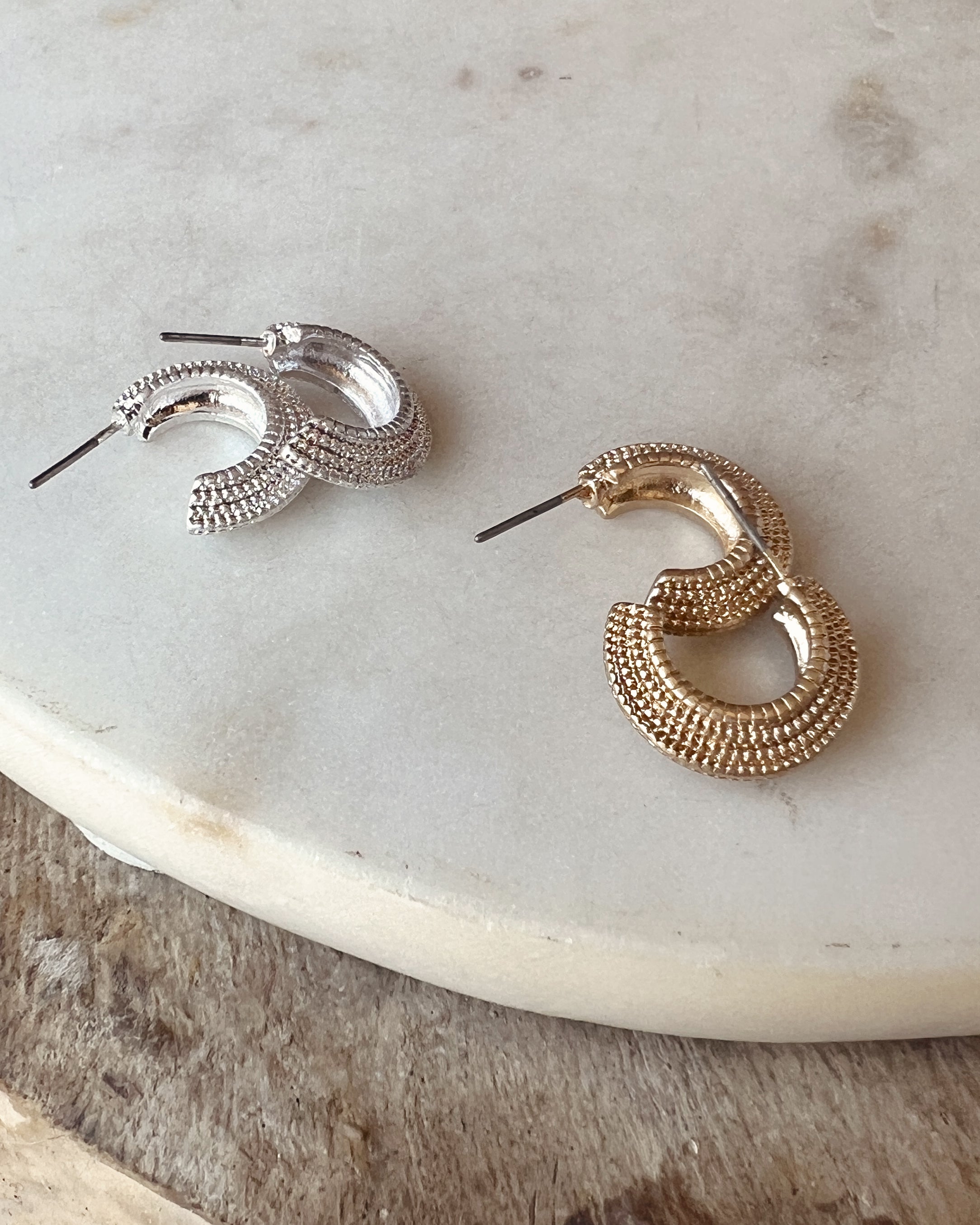 Textured Huggie Hoops