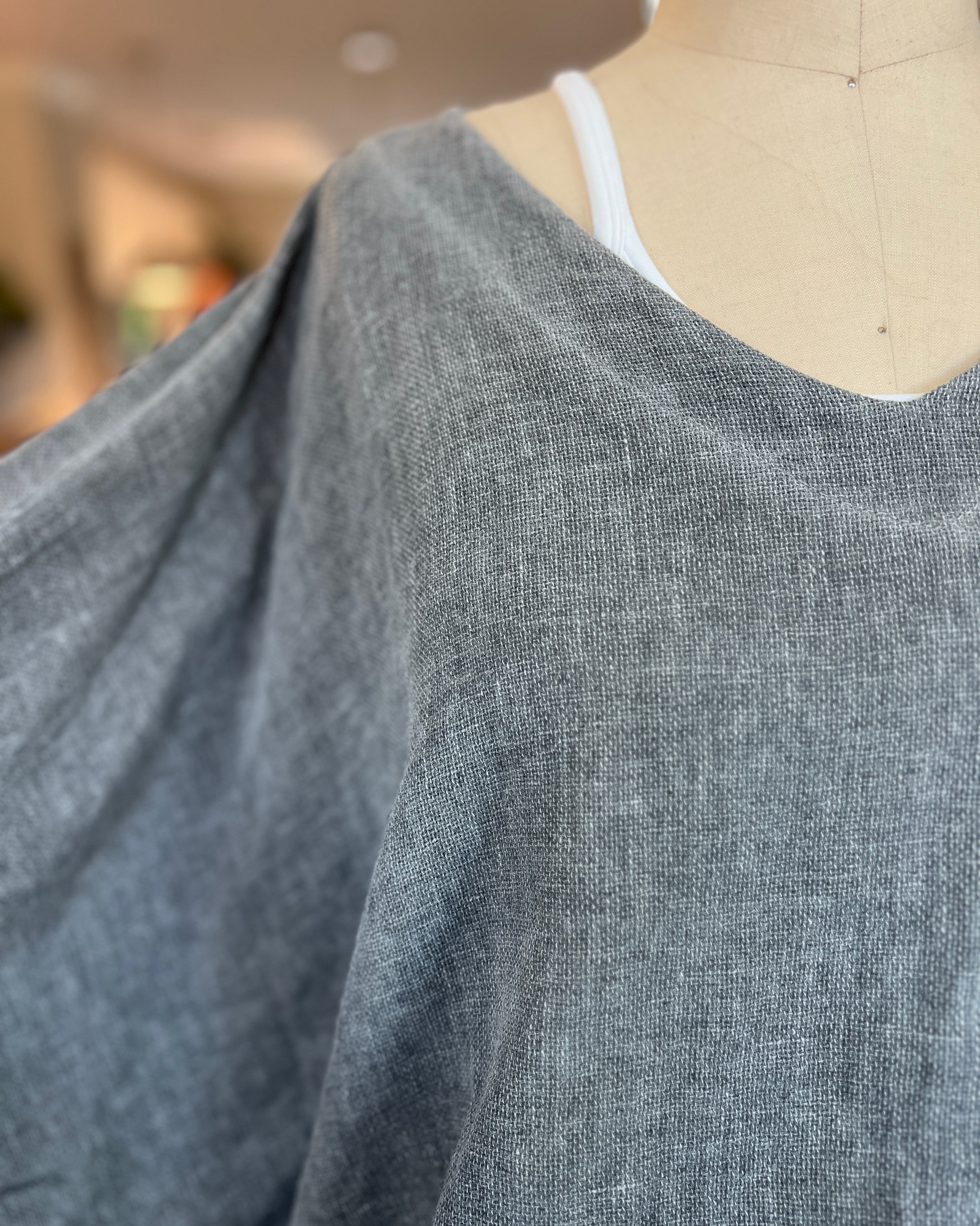 Oversized Balloon Sleeve Blouse (Charcoal Grey)