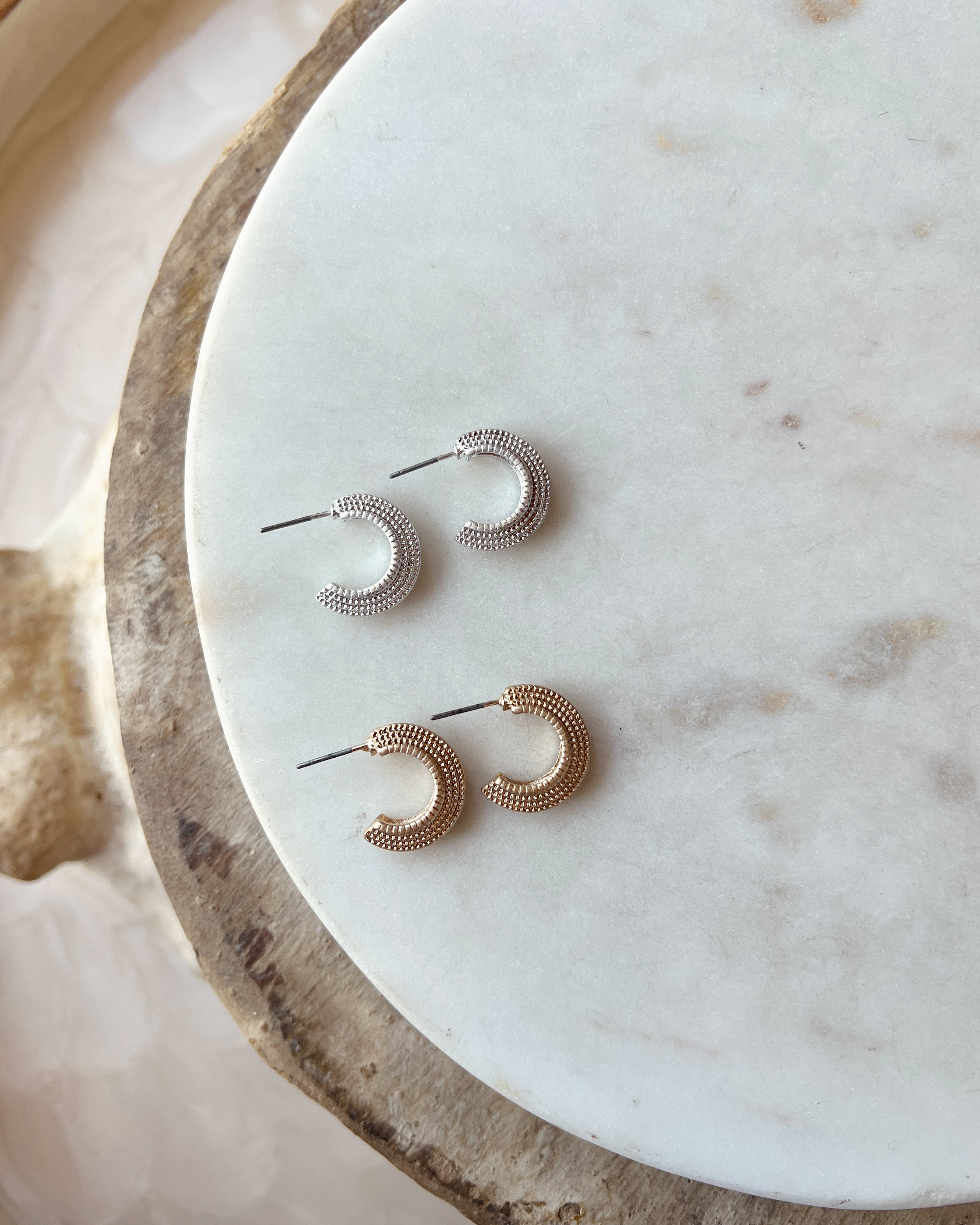 Textured Huggie Hoops