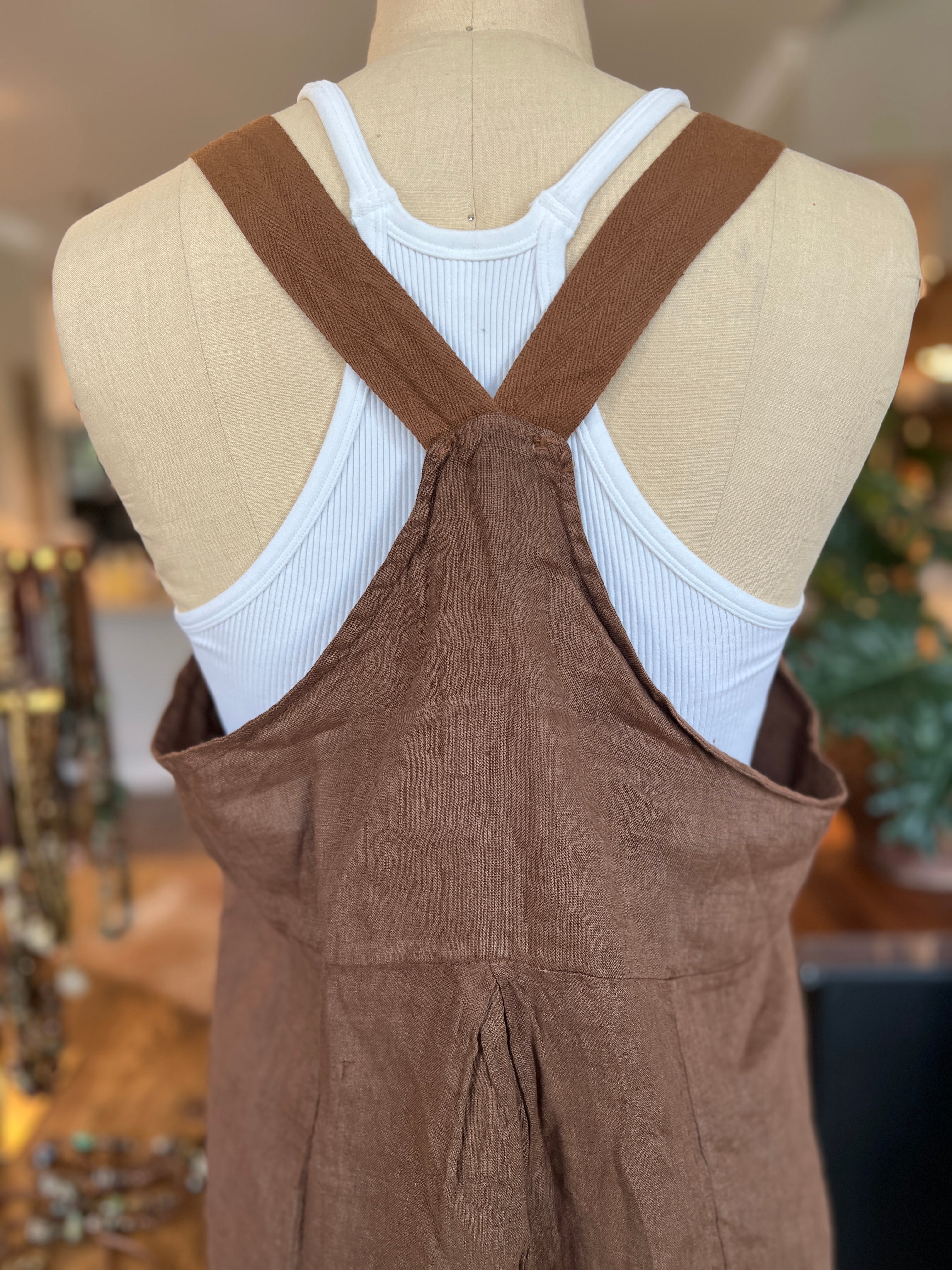 Bohemian Linen Bibs (Brown)
