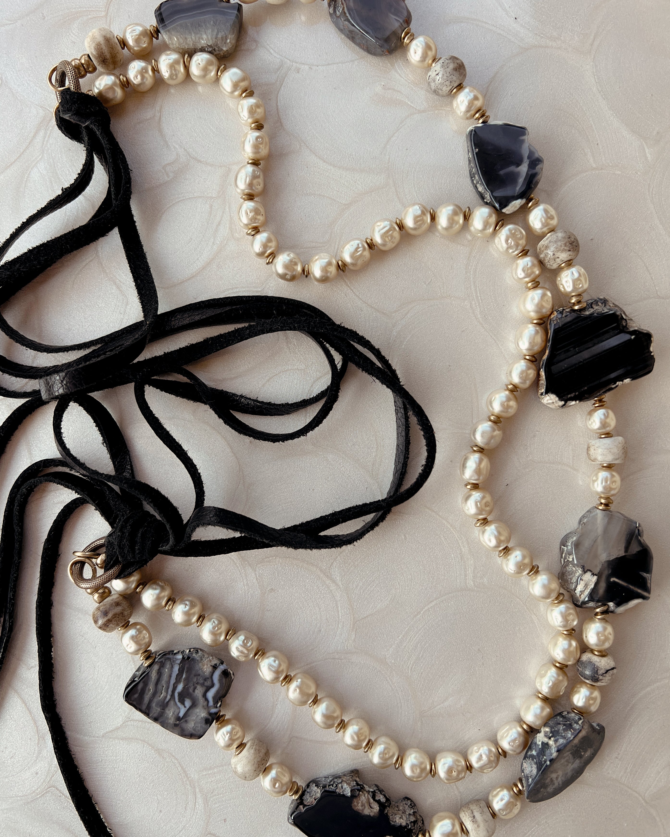 Black Agate & Pearl Strand