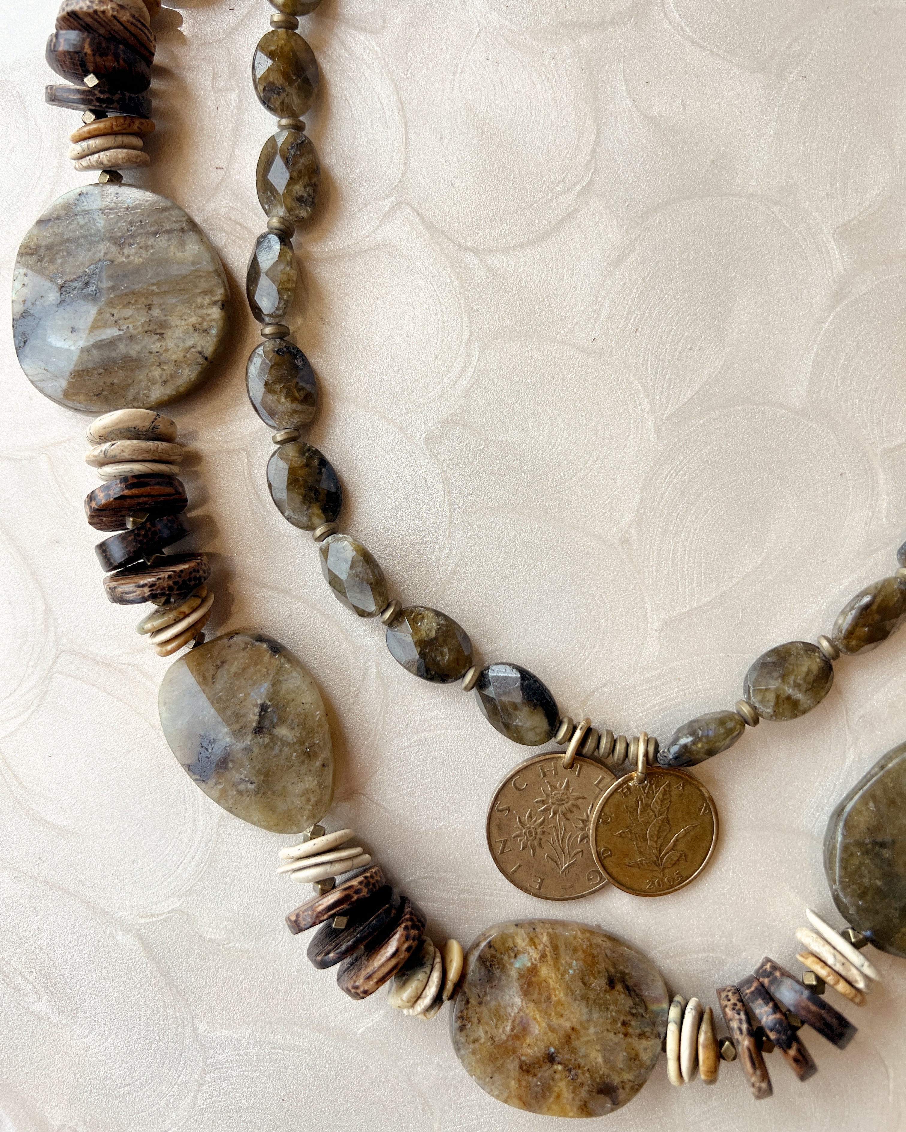 Labradorite and Leather Strand