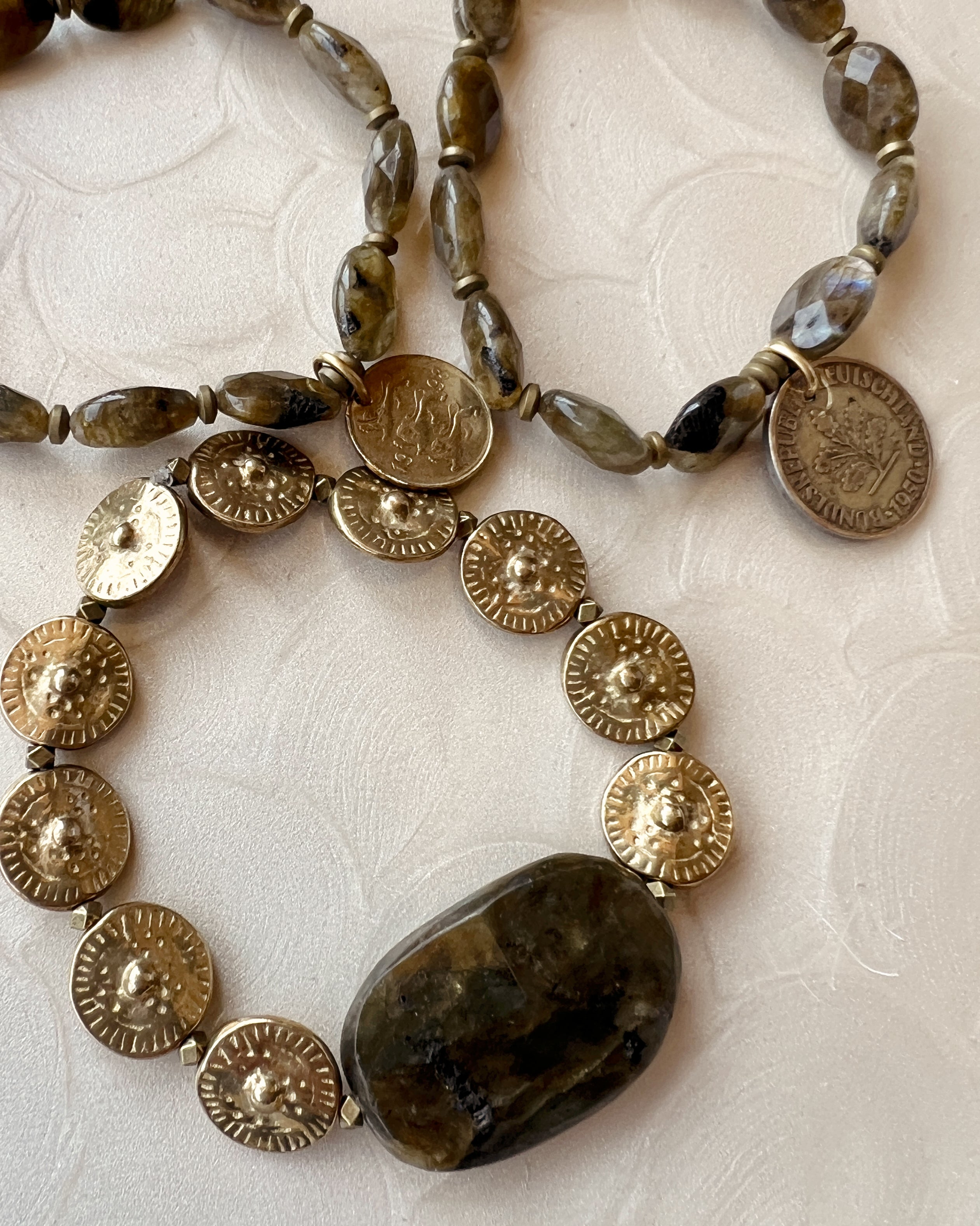 Labradorite & Brass Stack