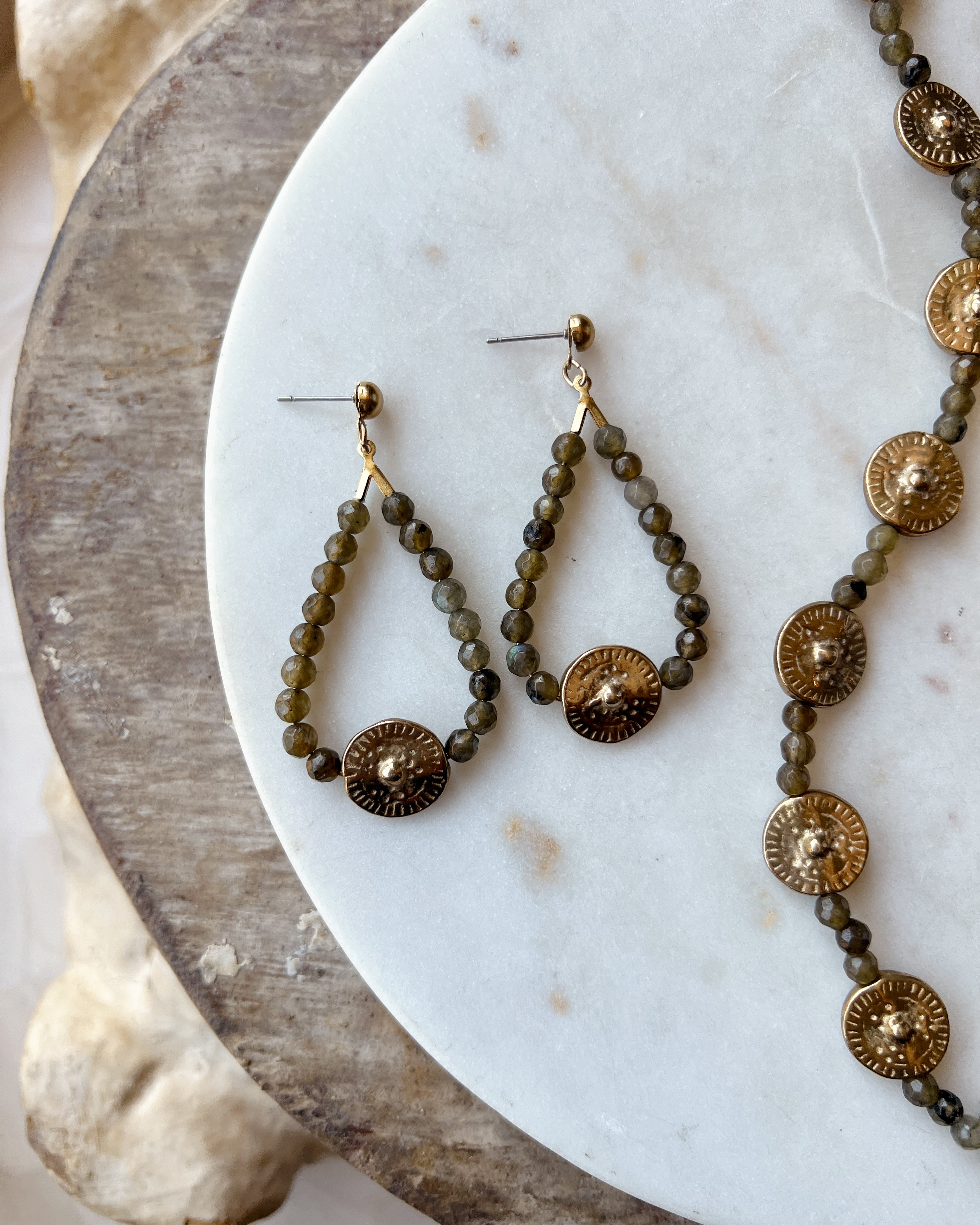 Labradorite & Brass Drops