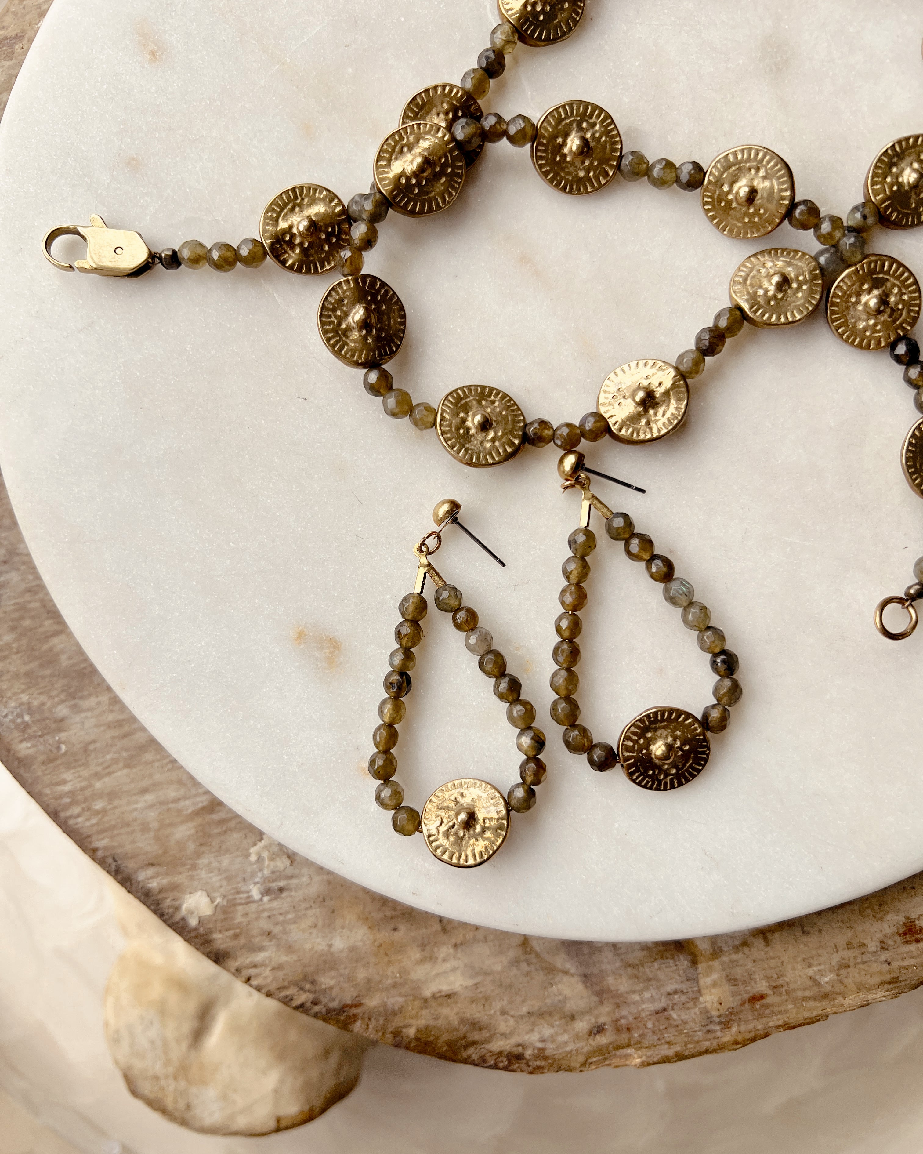 Labradorite & Brass Drops