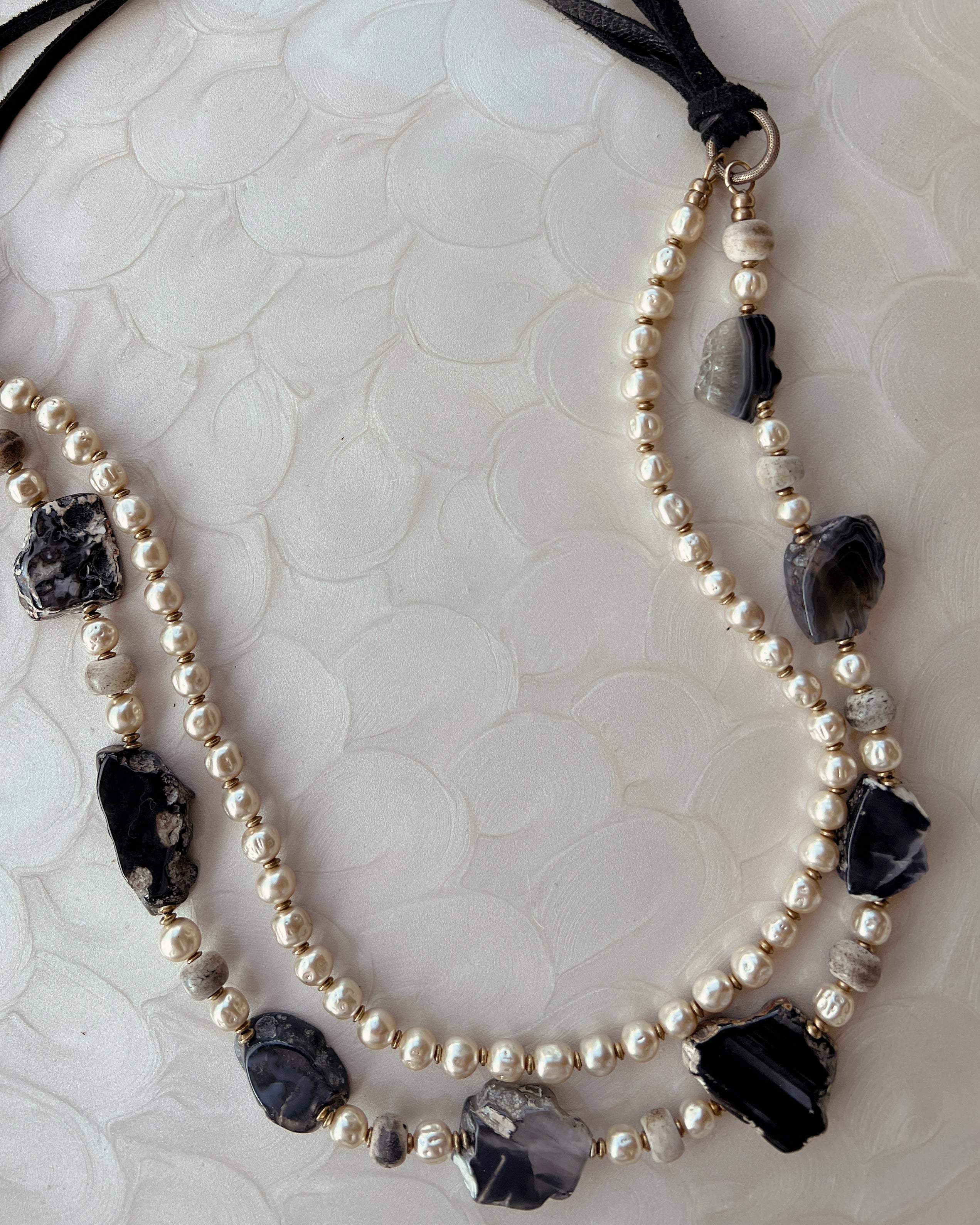 Black Agate & Pearl Strand