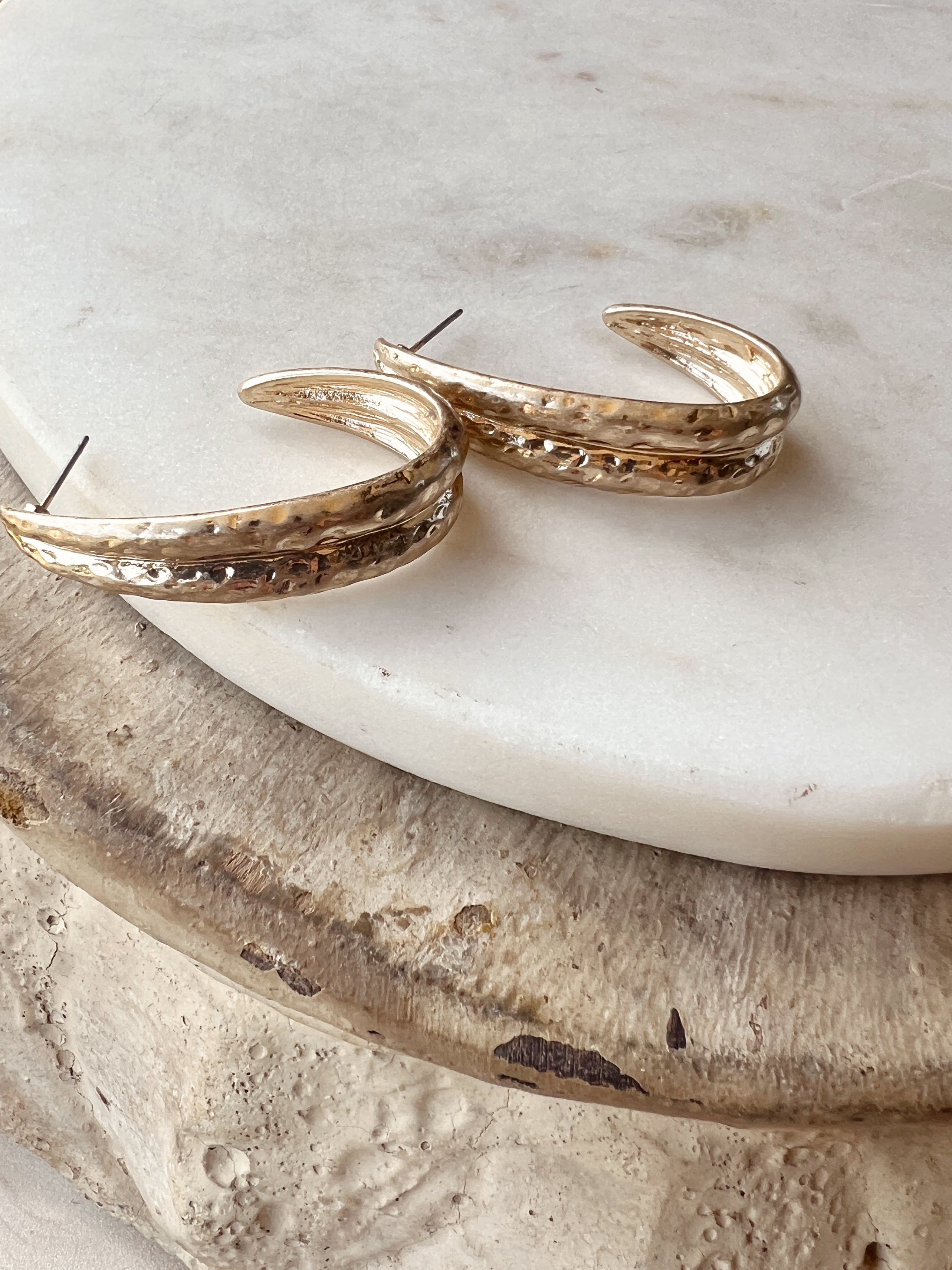 Hammered Oblong Hoops
