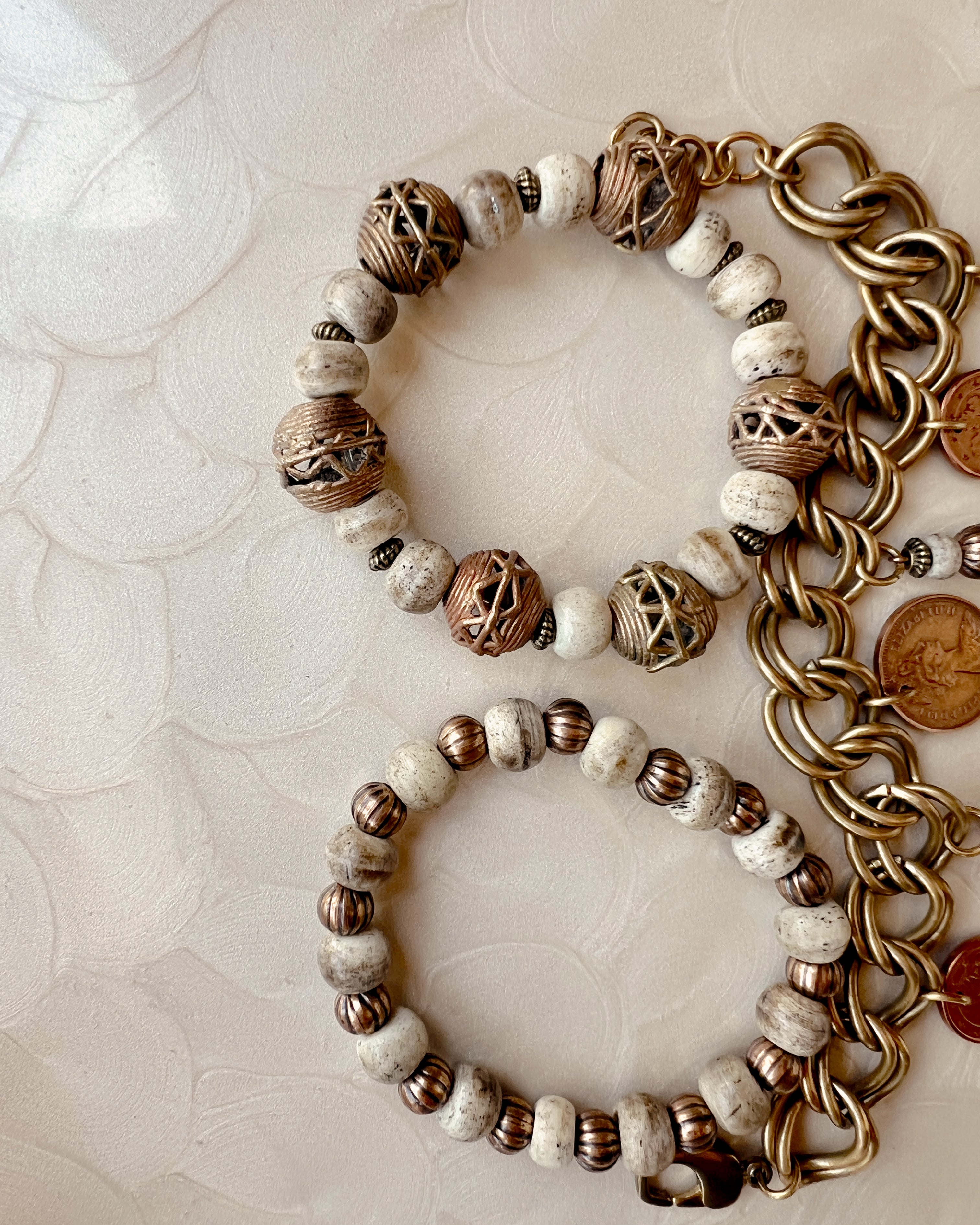 Cream & Brass Stack