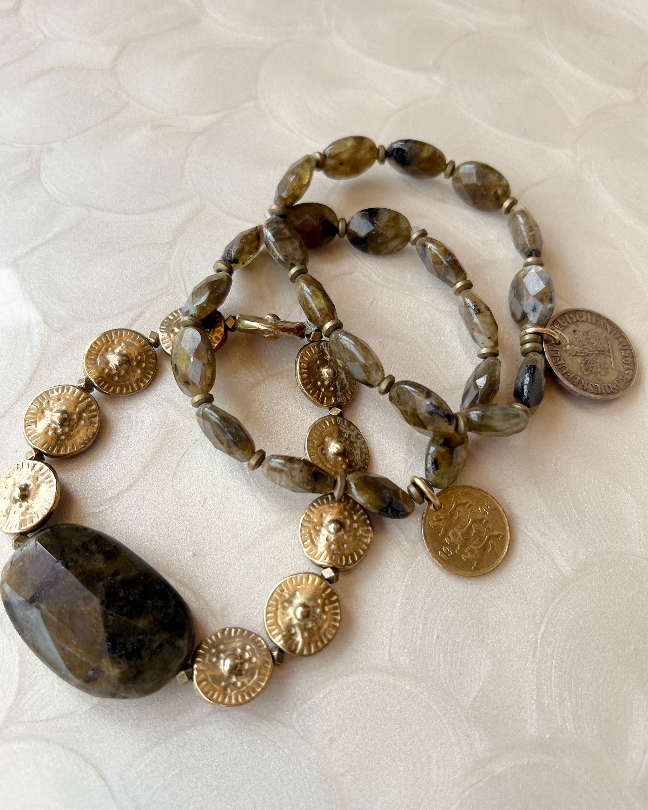 Labradorite & Brass Stack