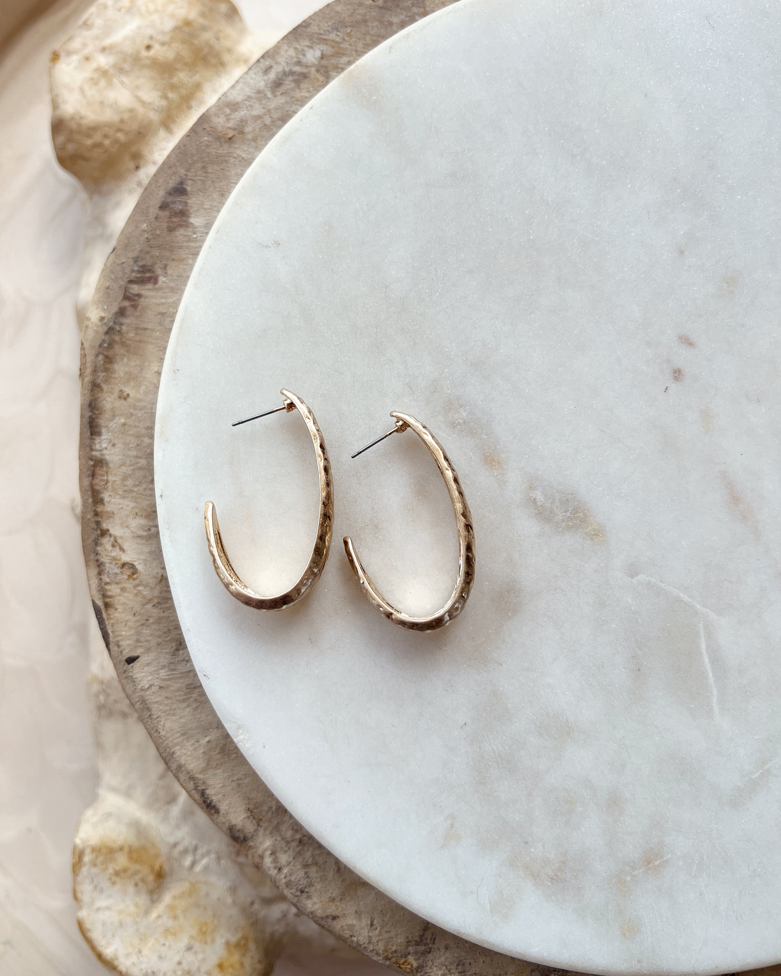 Hammered Oblong Hoops