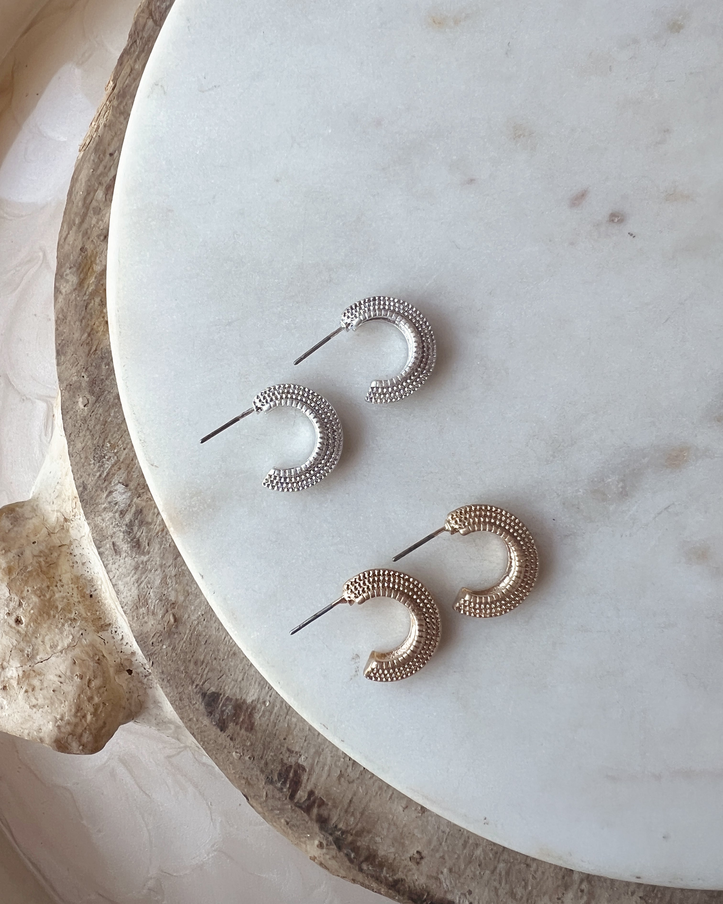 Textured Huggie Hoops