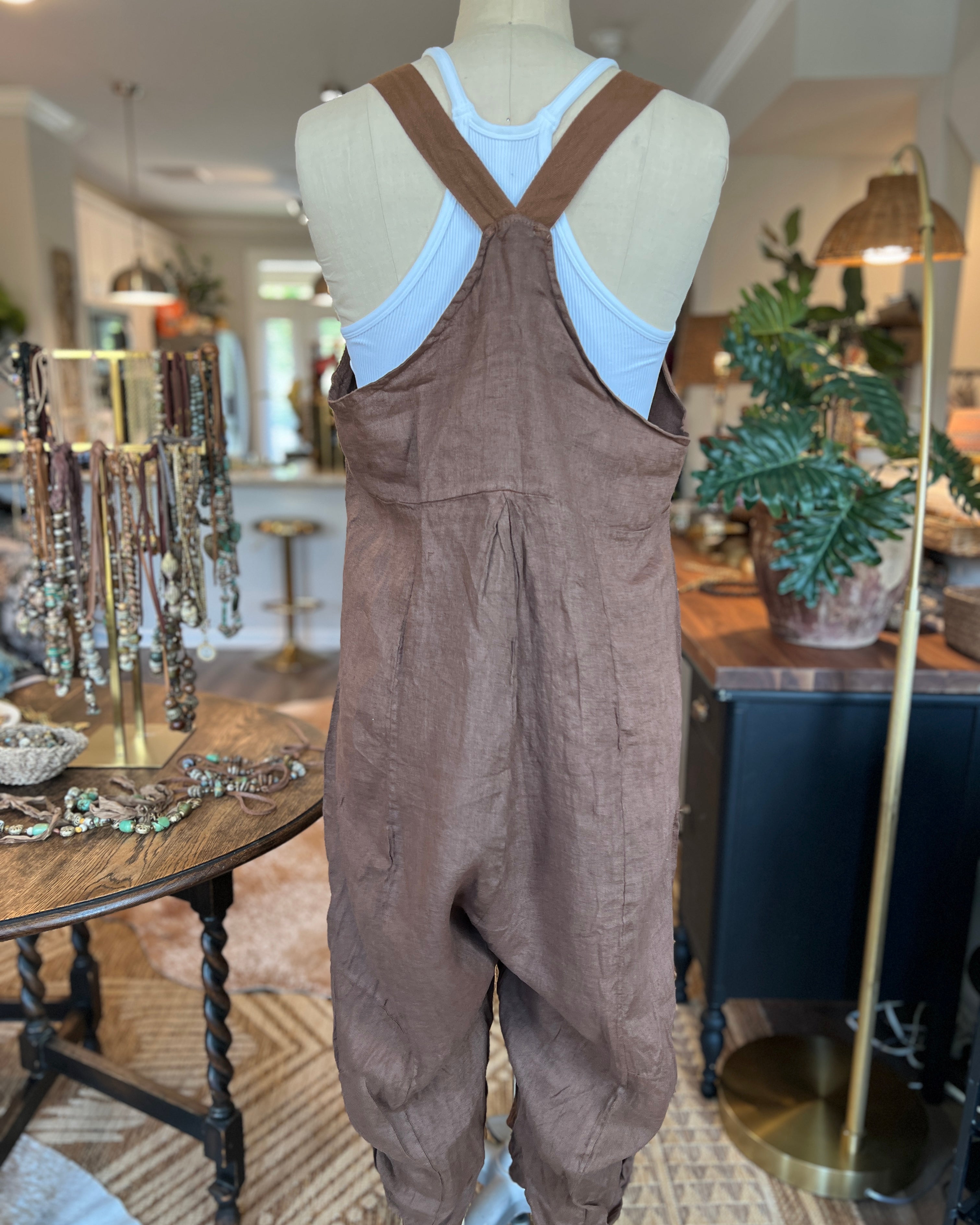 Bohemian Linen Bibs (Brown)