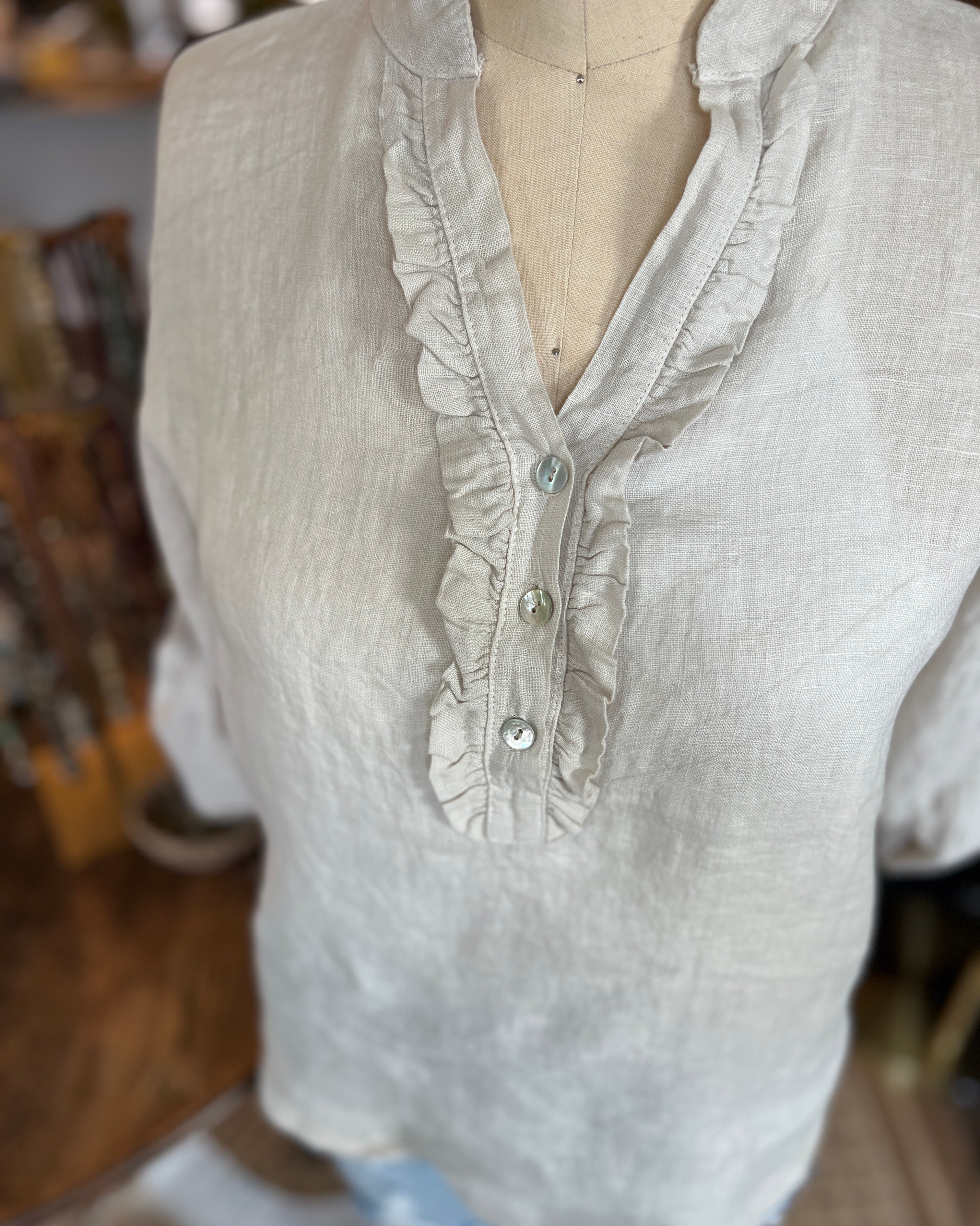 Button Down Ruffle Blouse
