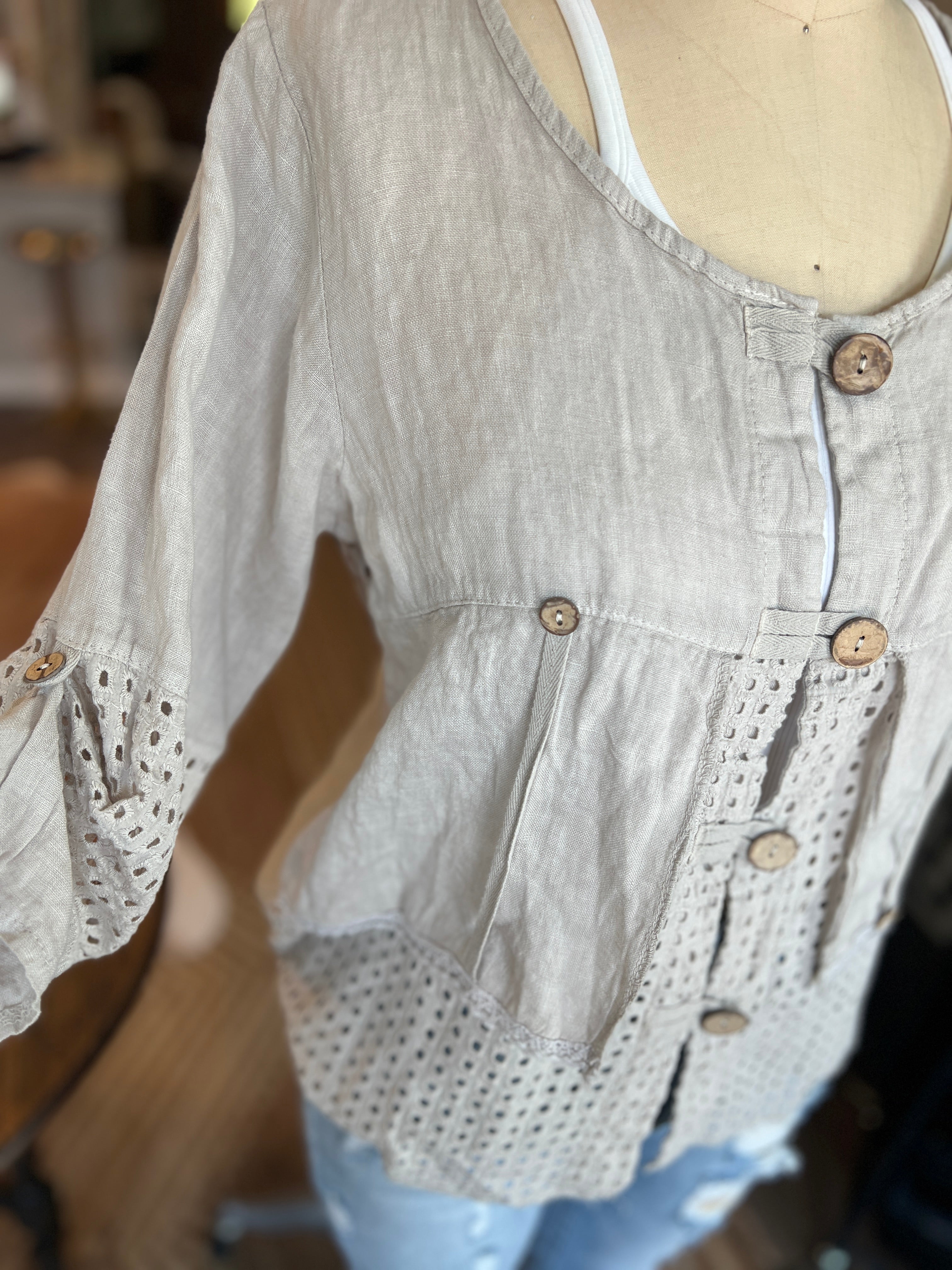 Openwork Button Jacket