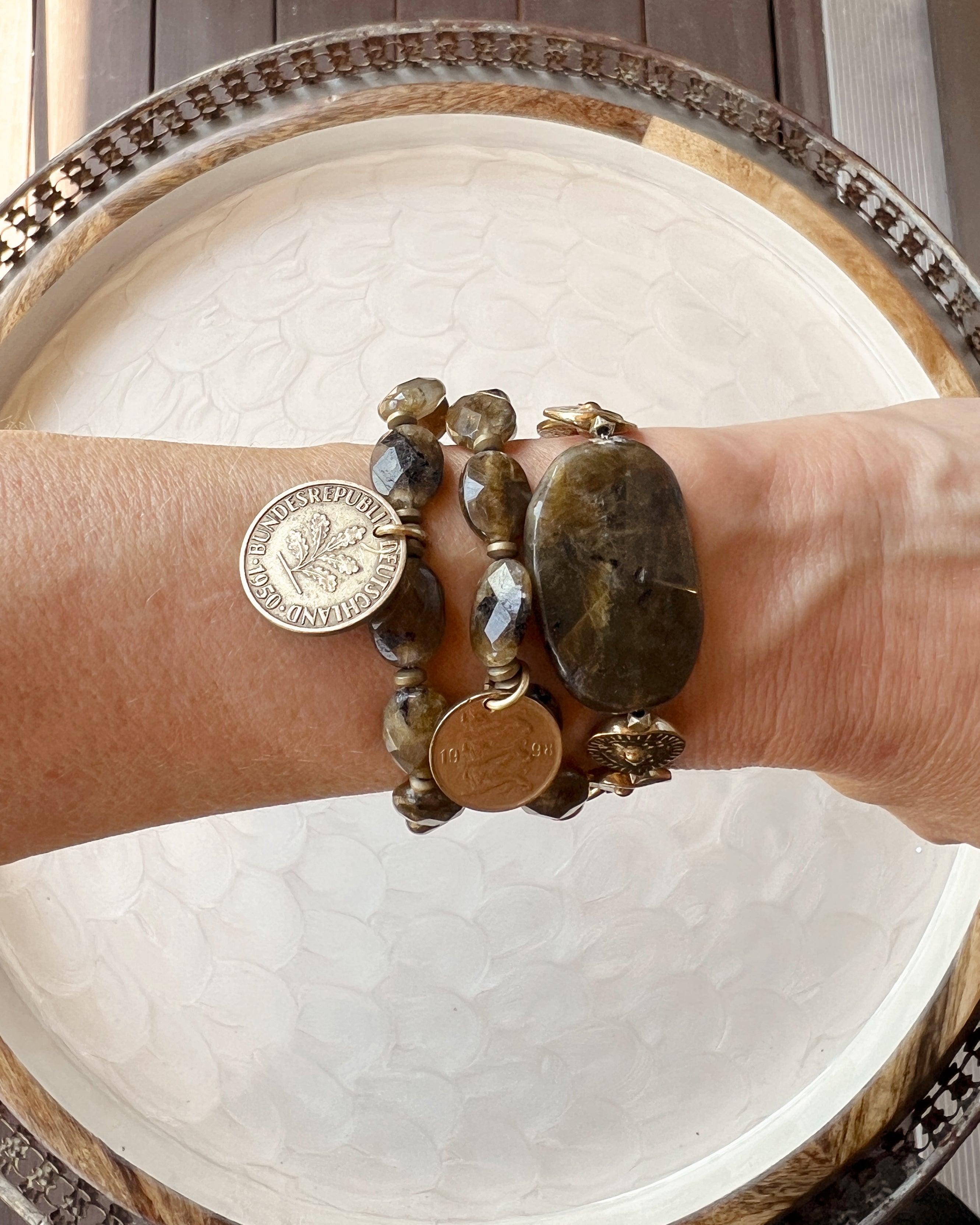 Labradorite & Brass Stack