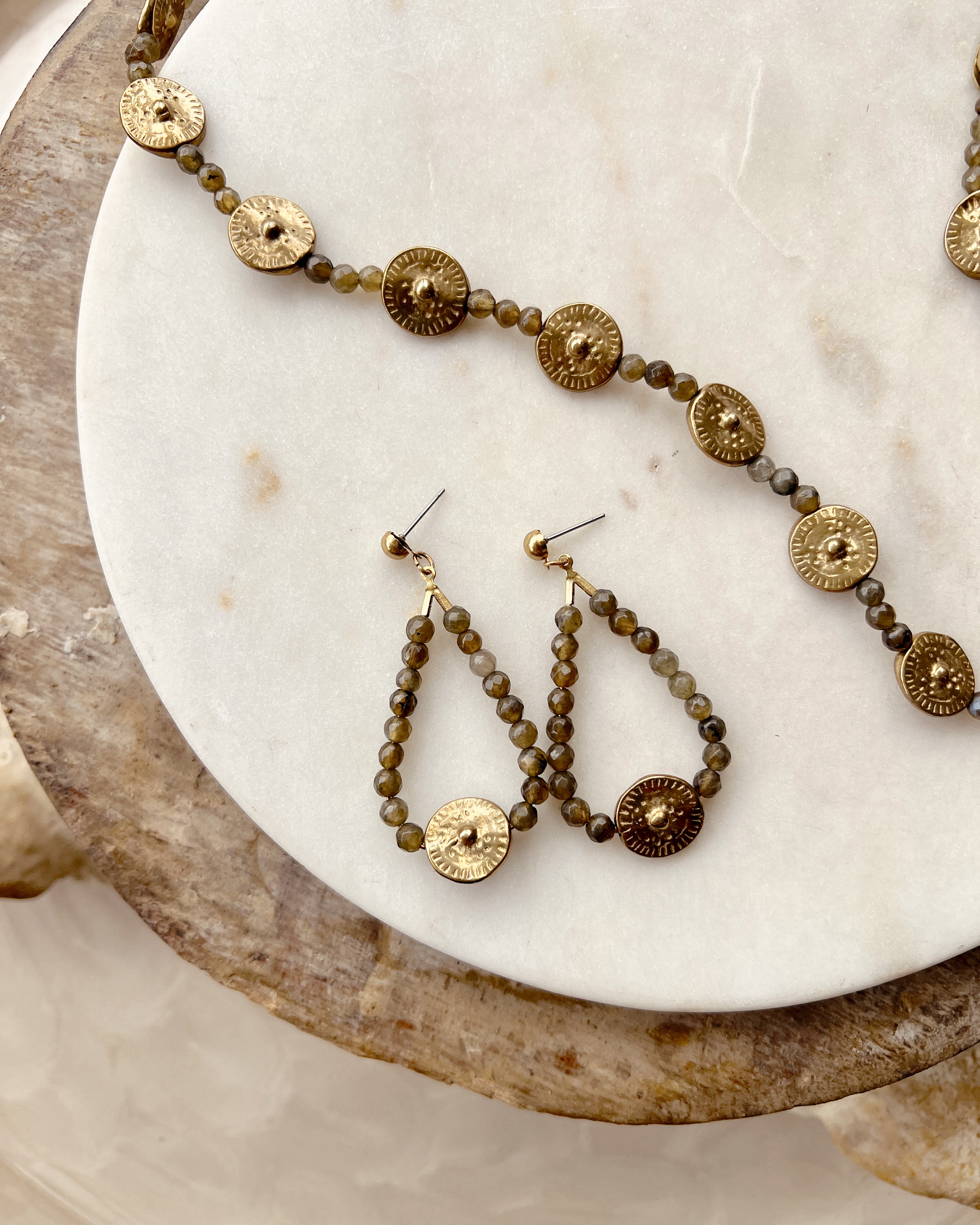 Labradorite & Brass Drops
