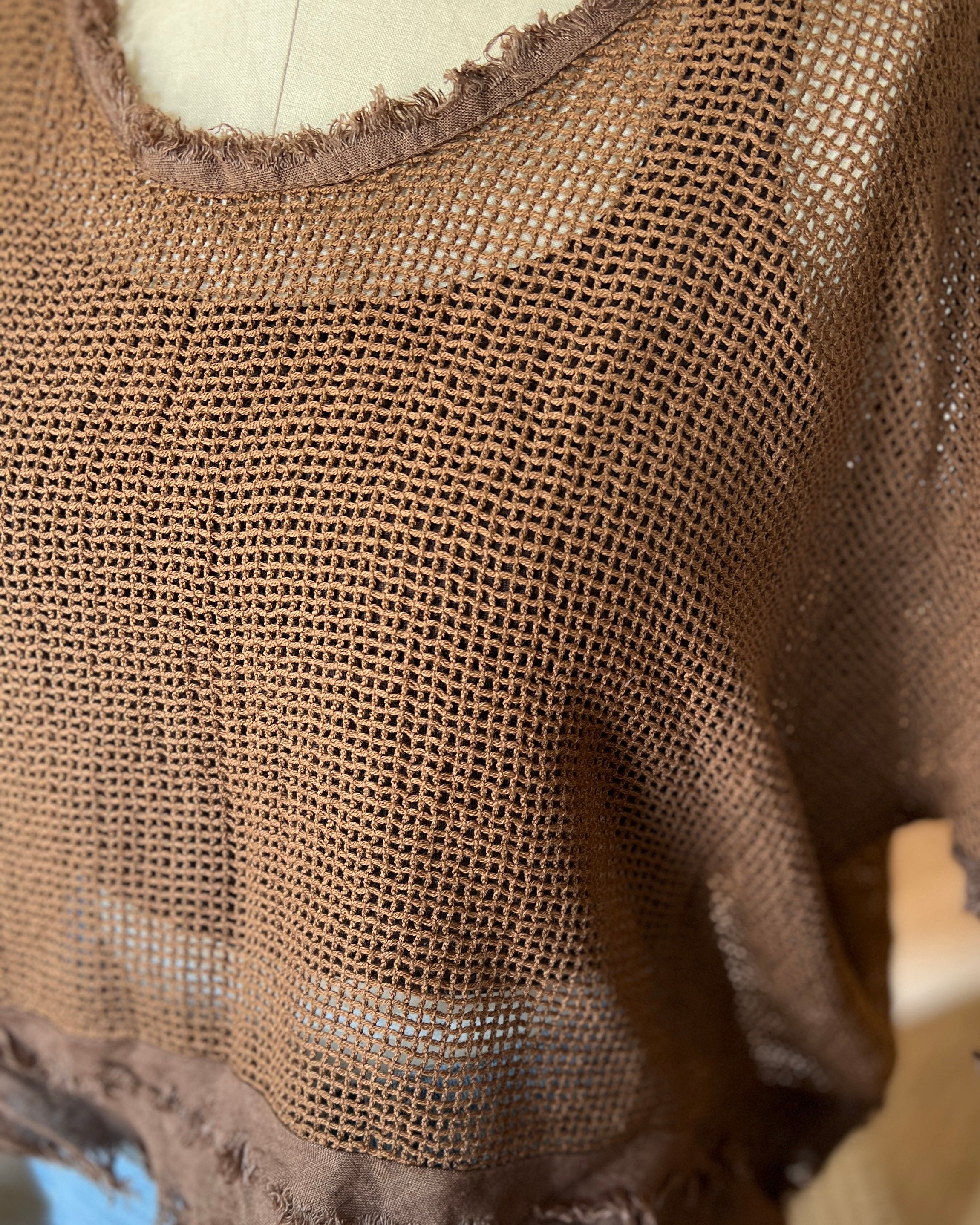 Openwork Blouse (Chocolate Brown)